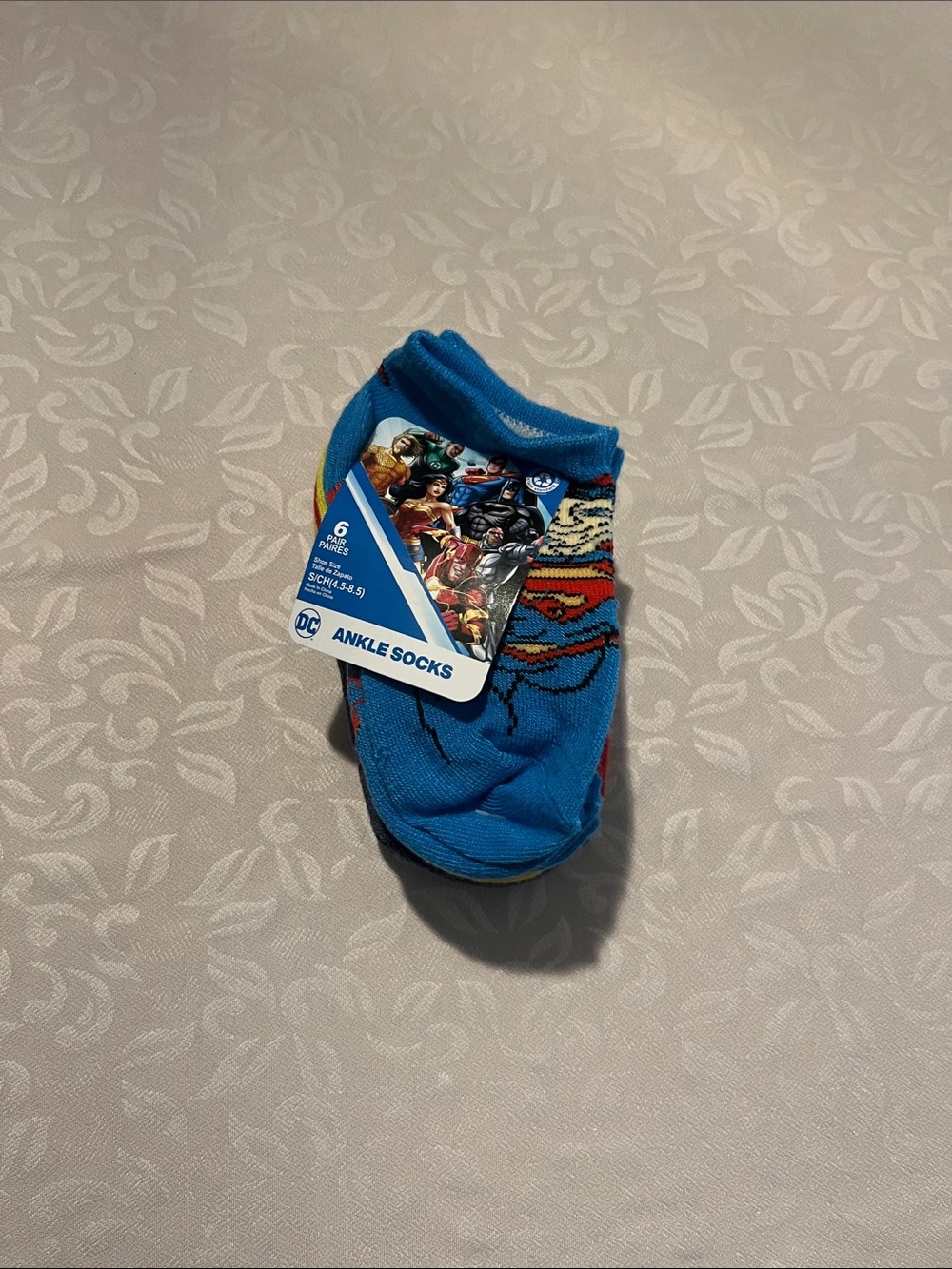 5/$20 NWT Justice League Kids Superman No Show Socks 6 Pairs Size Small 4.5-8.5